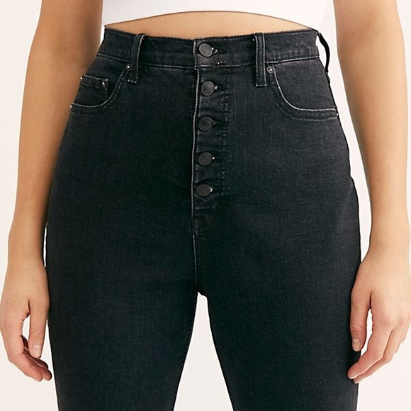 FREE PEOPLE Crvy Mardi High Rise Skinny NWT 29 Blk - Picture 3 of 12
